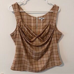 Miaou Imogene Corset Blouse Top Plaid Tank XXL 2XL Plus Size Zipper